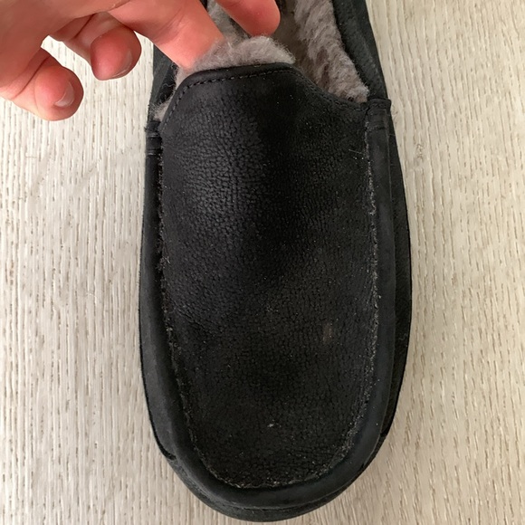 UGG Ascot Black Suede Sheepskin Slippers - Picture 3 of 7